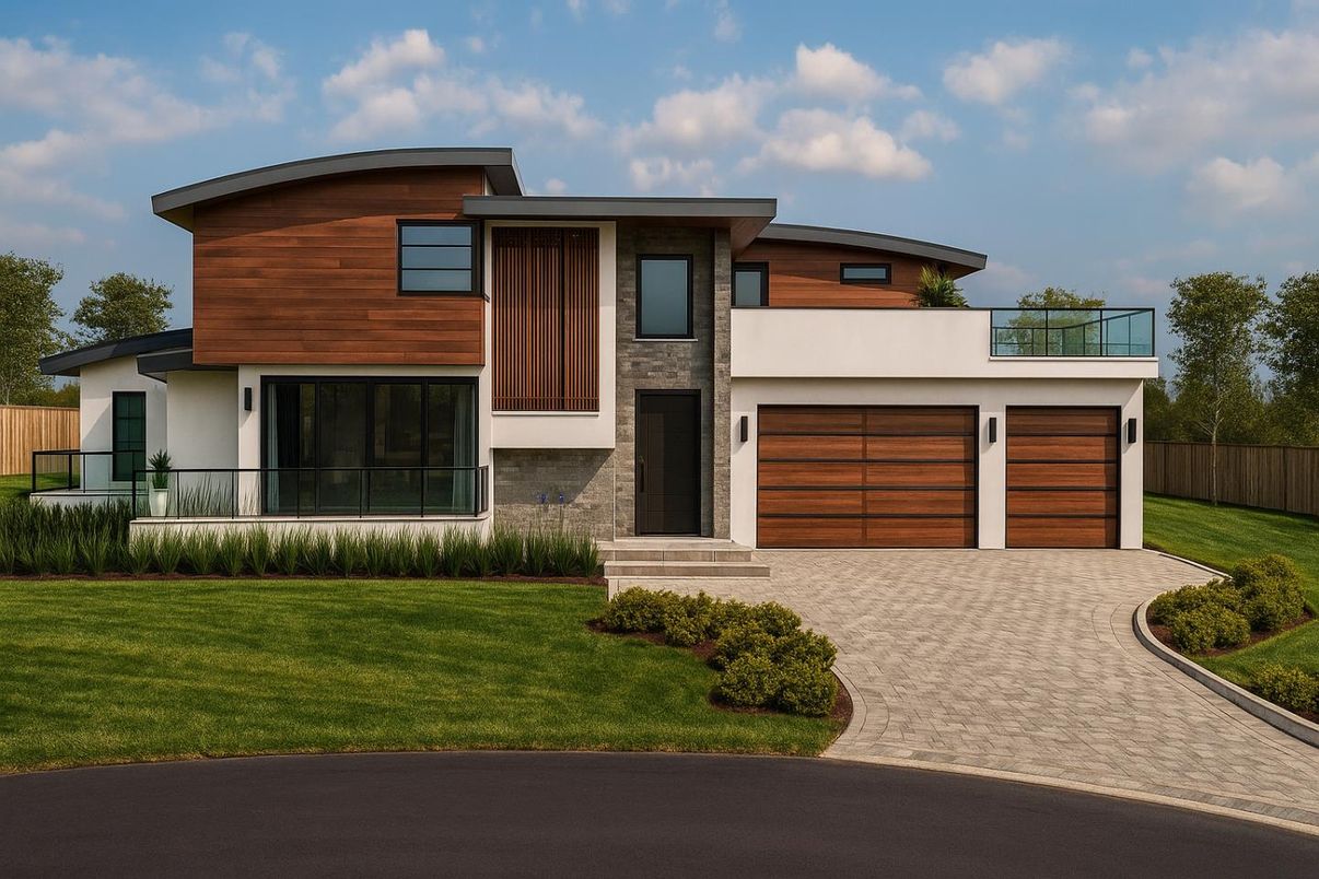 Attached, Exterior, Facade, Modern