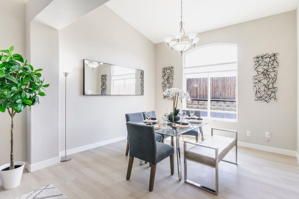 Chandelier, Dining room, Interior, Wood Texture Flooring