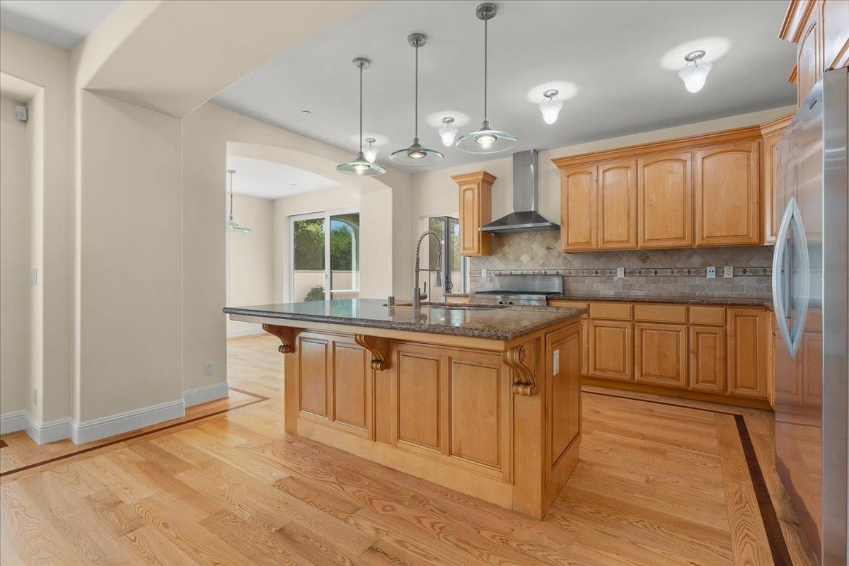 Interior, Kitchen, Pendant Lights, Stainless Steel Appliances, Wood Texture Flooring