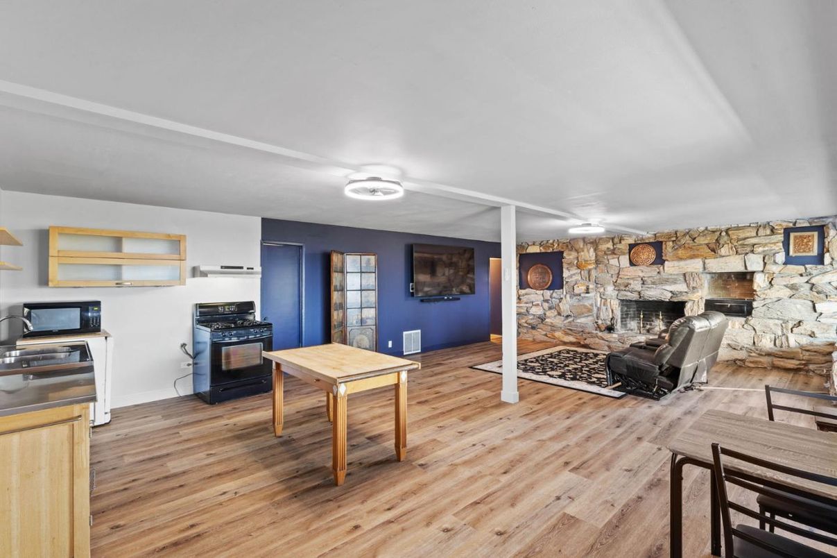 Fireplace, Interior, Stone Walls, Wood Texture Flooring
