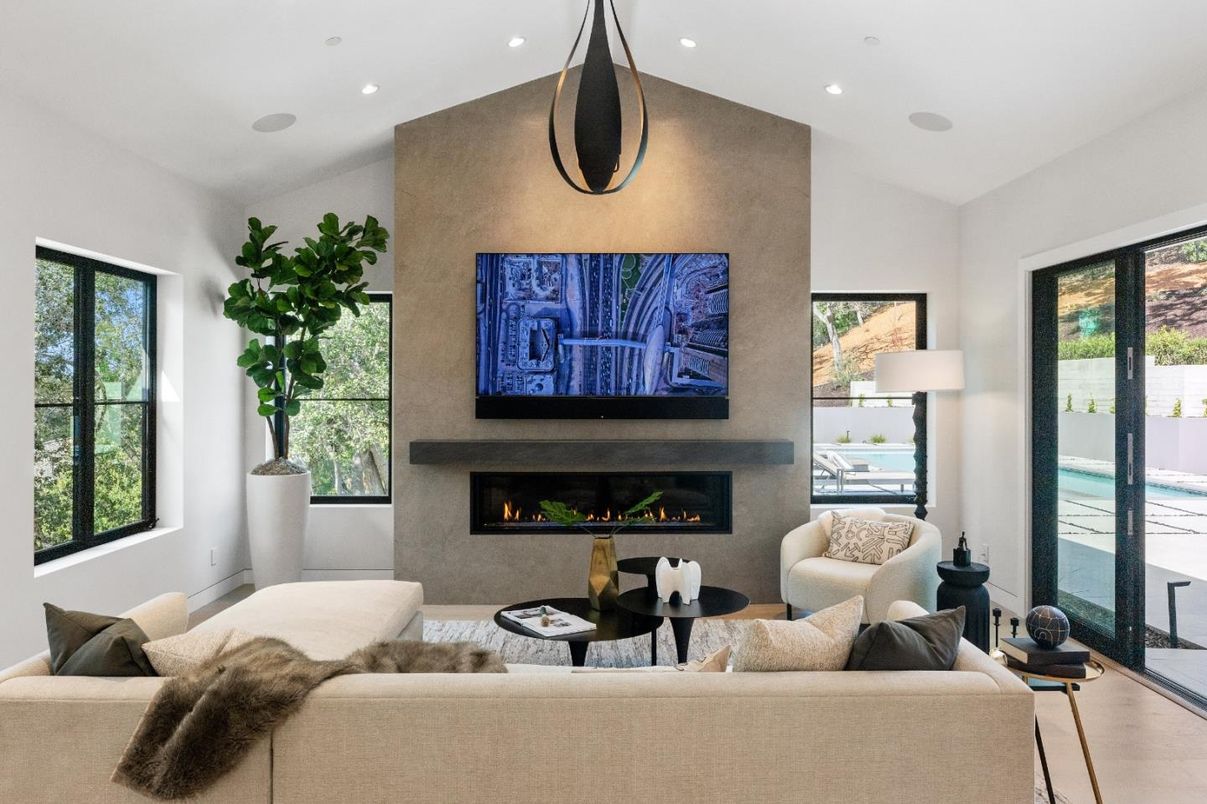 Fireplace, Interior, Living room, Recessed Lighting