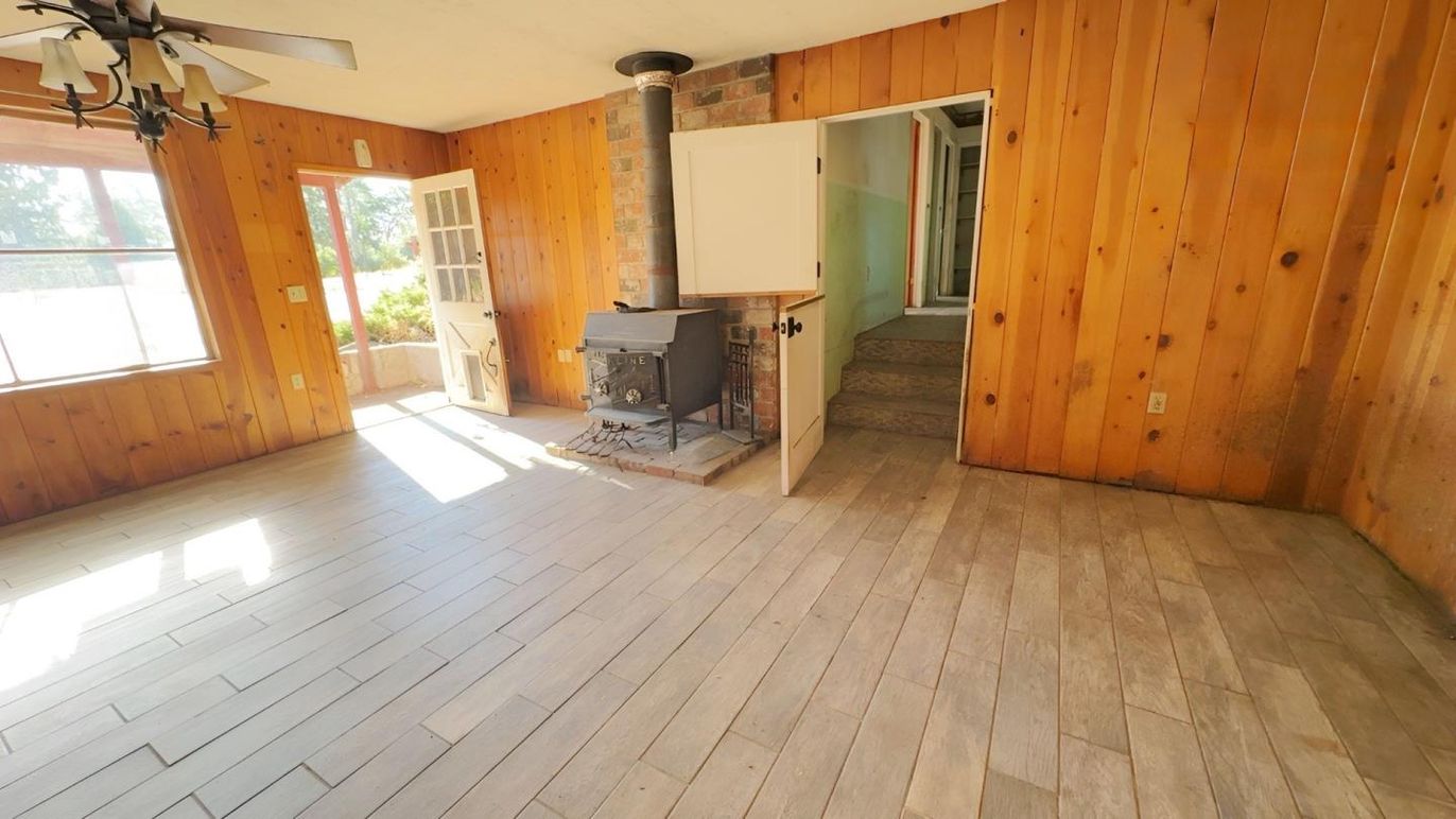 Empty room, Fireplace, Interior, Wood Texture Flooring, Wooden Walls