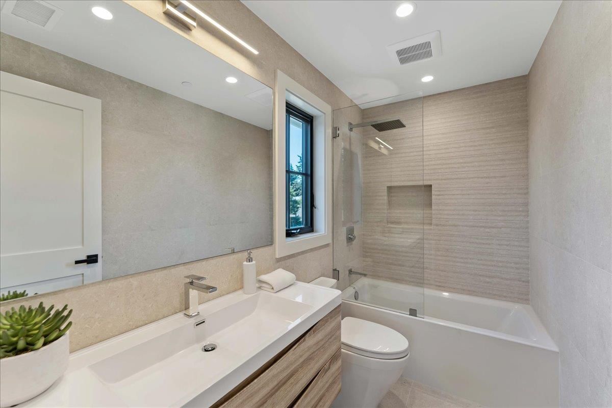 Bathroom, Glass Shower, Interior, Recessed Lighting