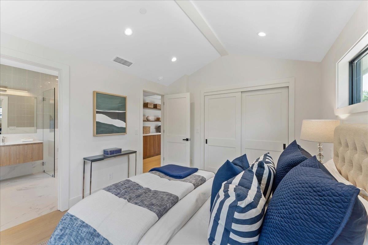 Bedroom, Interior, Marble, Recessed Lighting, Wood Texture Flooring