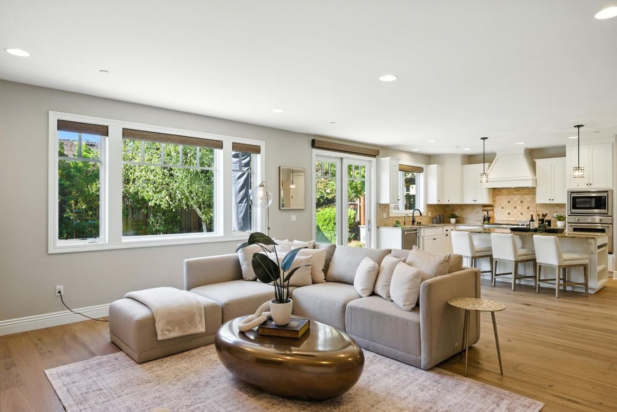 Interior, Kitchen, Living room, Pendant Lights, Recessed Lighting, Stainless Steel Appliances, Wood Texture Flooring