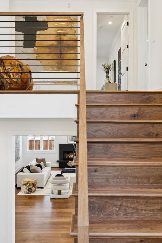 Fireplace, Interior, Recessed Lighting, Wood Texture Flooring