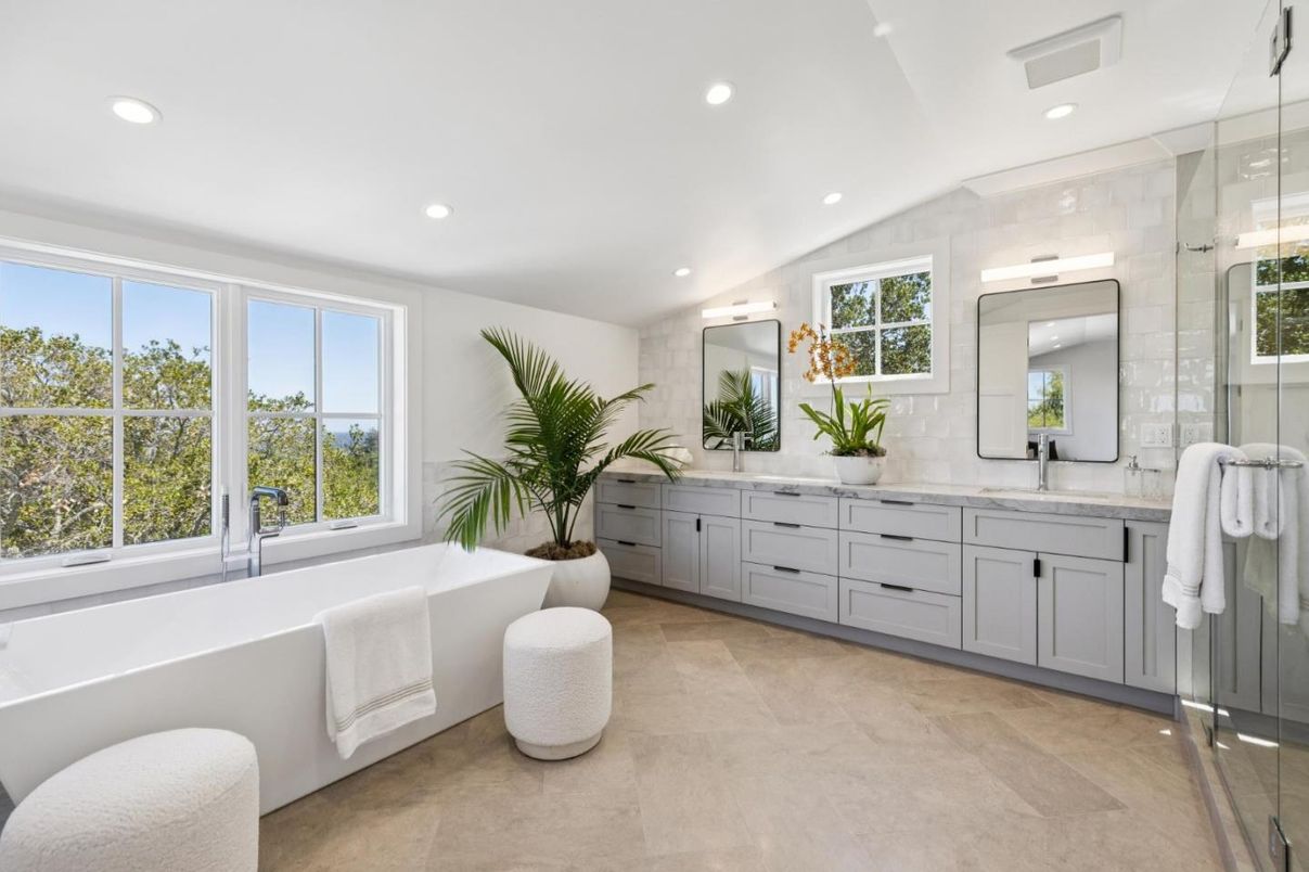 Bathroom, Dual Sink Vanities, Glass Shower, Interior, Recessed Lighting