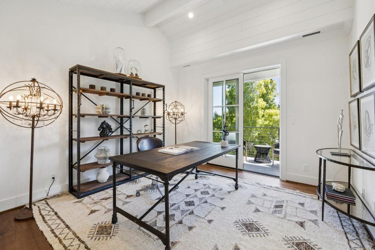 Home Office, Interior, Recessed Lighting, Wood Texture Flooring