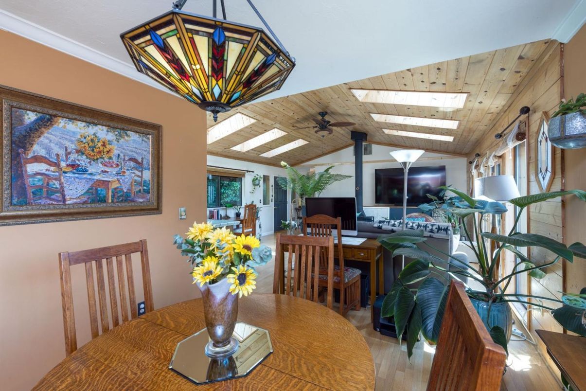 Dining room, Interior, Pendant Lights, Wooden Ceilings, Wood Texture Flooring