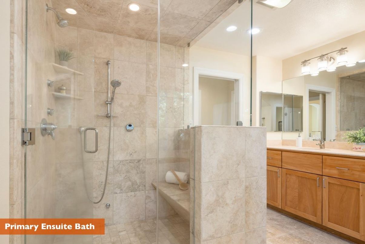 Bathroom, Glass Shower, Interior, Recessed Lighting