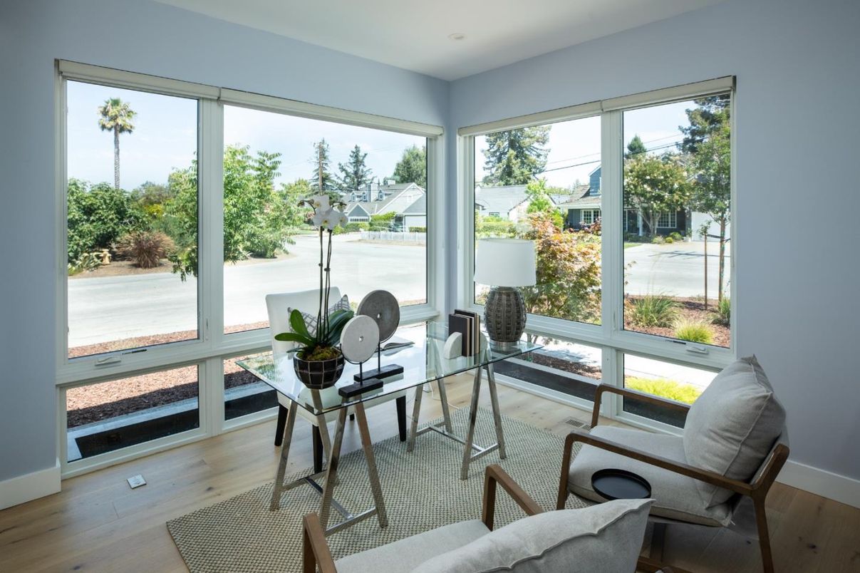 Home Office, Interior, Recessed Lighting, Sun Room, Wood Texture Flooring