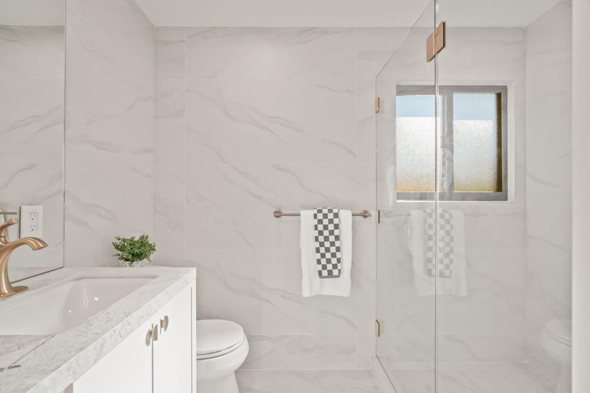 Bathroom, Glass Shower, Interior, Marble Walls