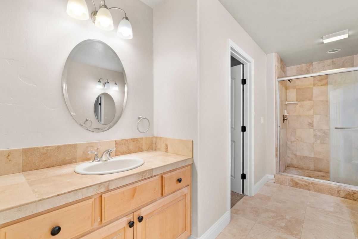 Bathroom, Glass Shower, Interior, Tile Countertops