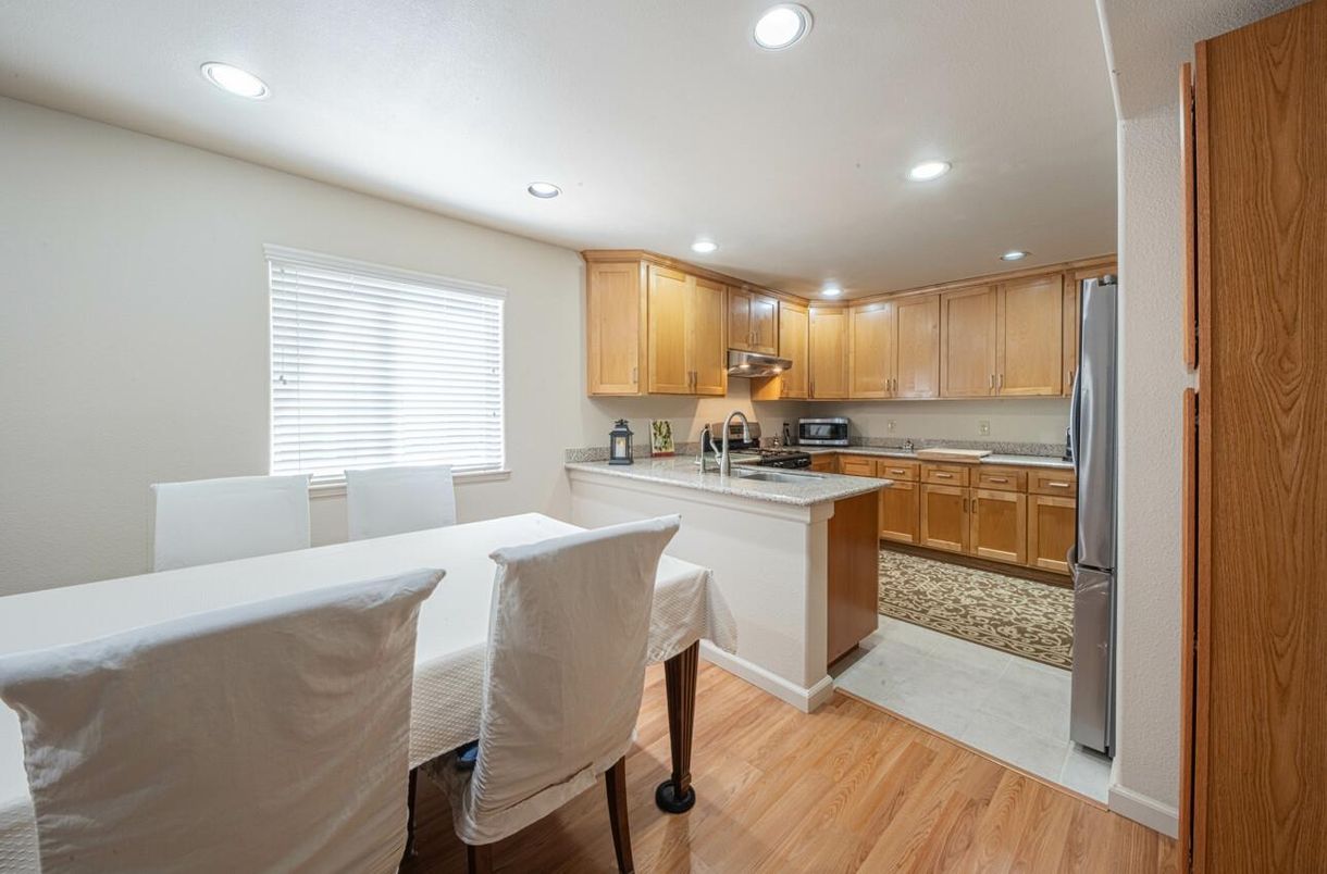 Interior, Kitchen, Recessed Lighting, Wood Texture Flooring