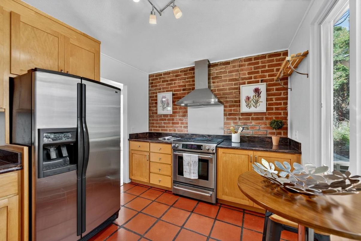 Interior, Kitchen, Stainless Steel Appliances, Stone Walls