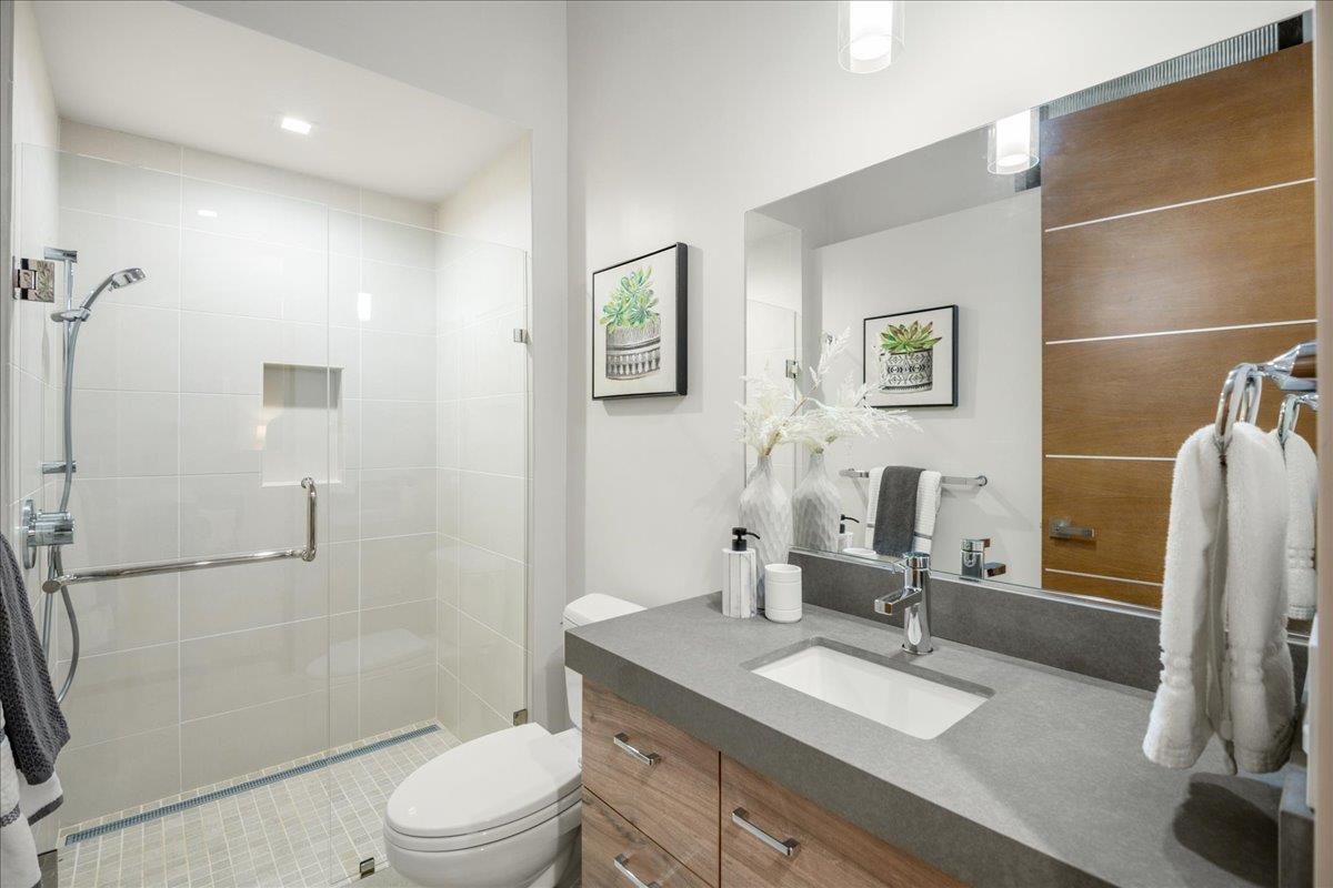 Bathroom, Glass Shower, Interior, Recessed Lighting