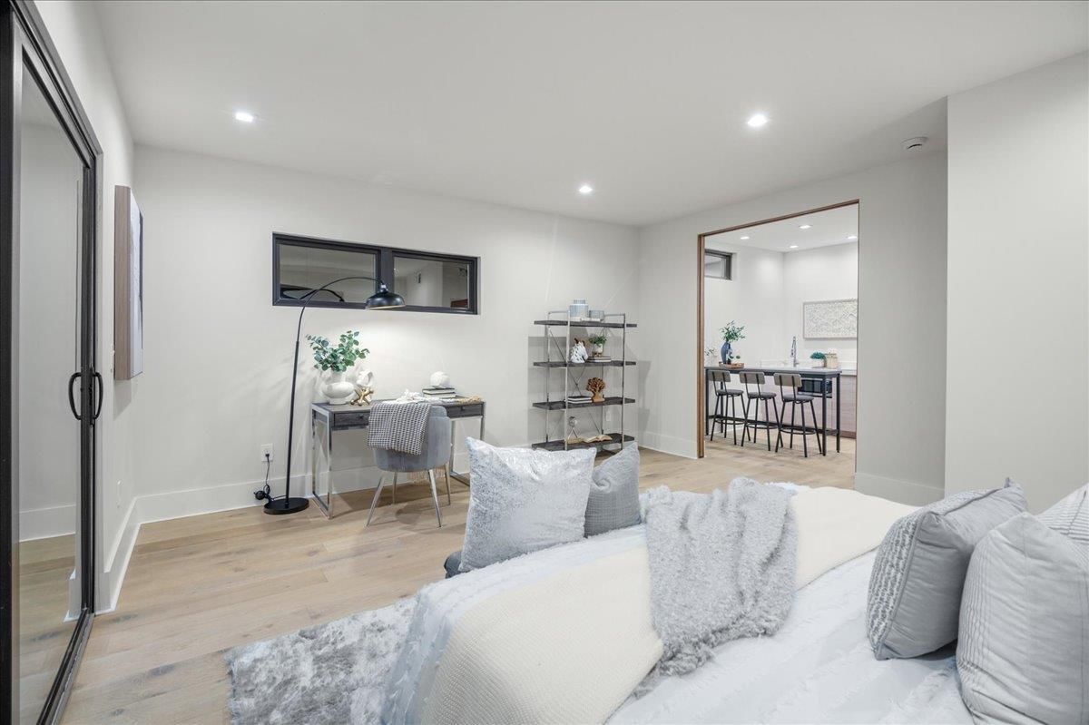 Bedroom, Home Office, Interior, Recessed Lighting, Wood Texture Flooring