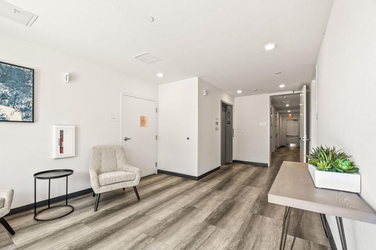 Elevator, Interior, Recessed Lighting, Wood Texture Flooring