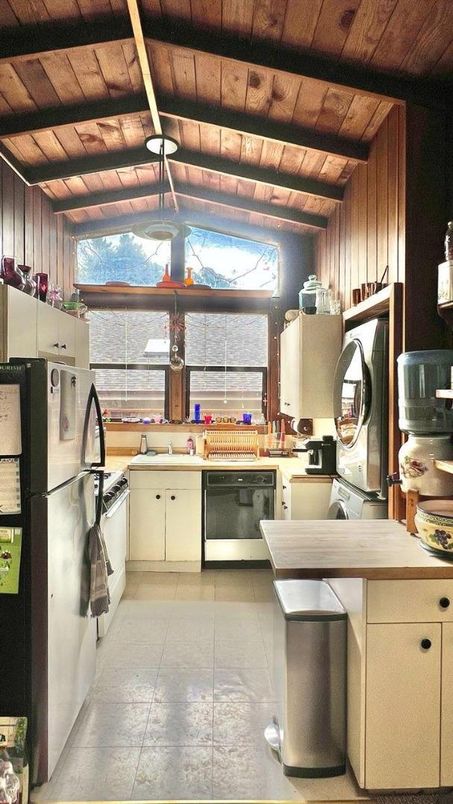 Interior, Kitchen, Washer, Wooden Beams, Wooden Ceilings