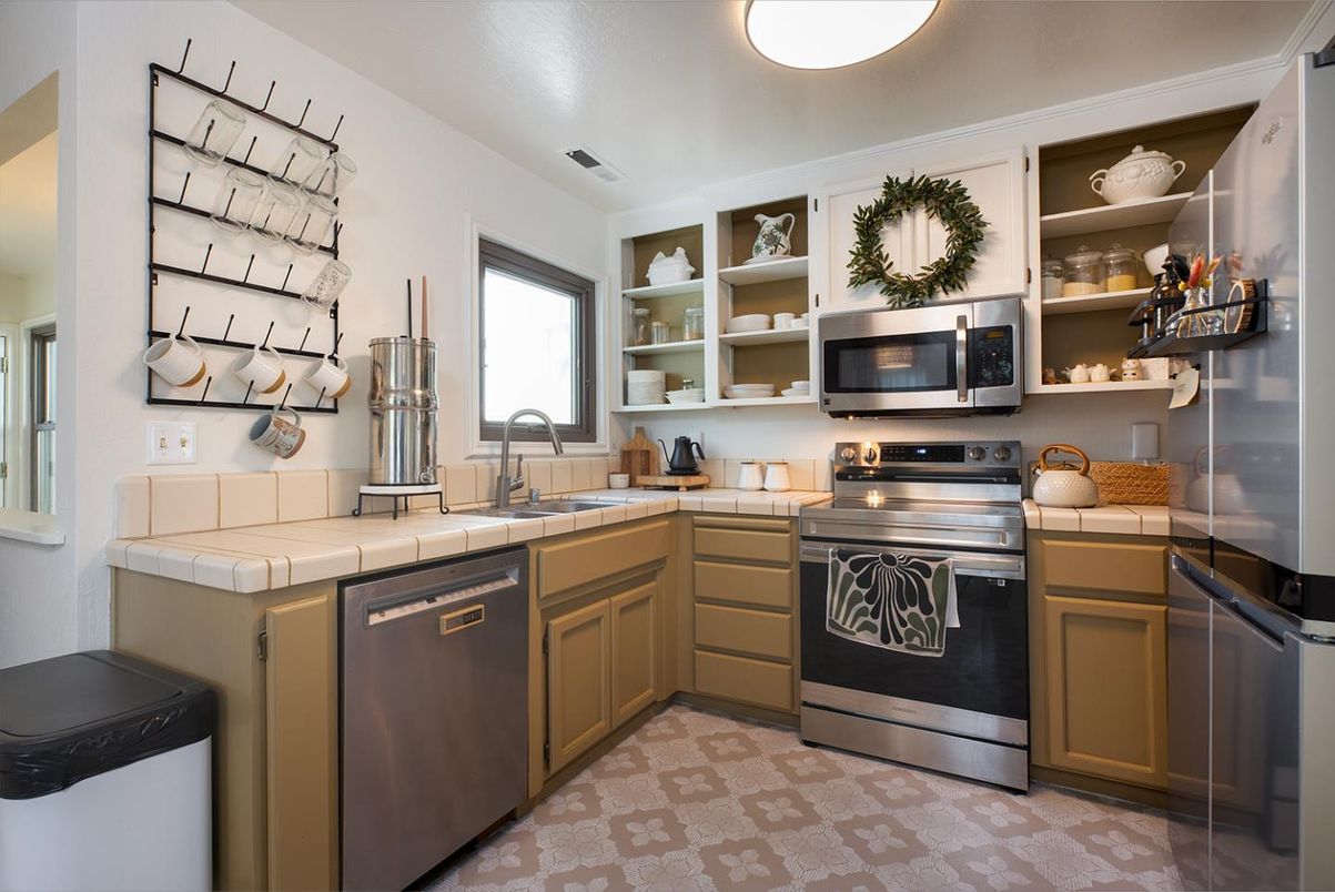 Interior, Kitchen, Stainless Steel Appliances, Tile Countertops