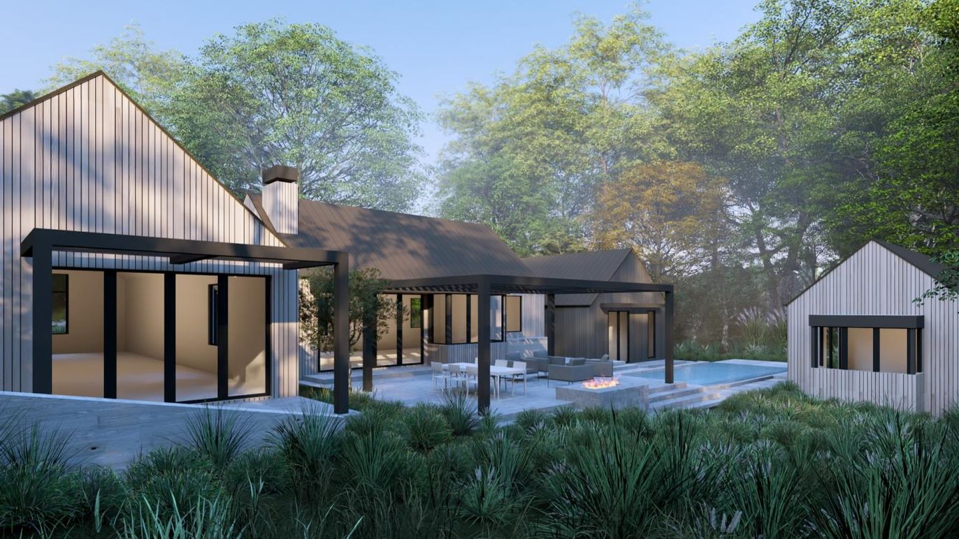 Backyard, Exterior, Facade, Pool, Modern