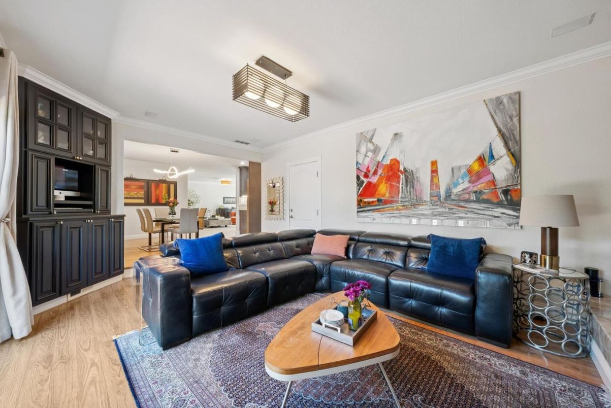 Dining room, Interior, Living room, Pendant Lights, Wood Texture Flooring