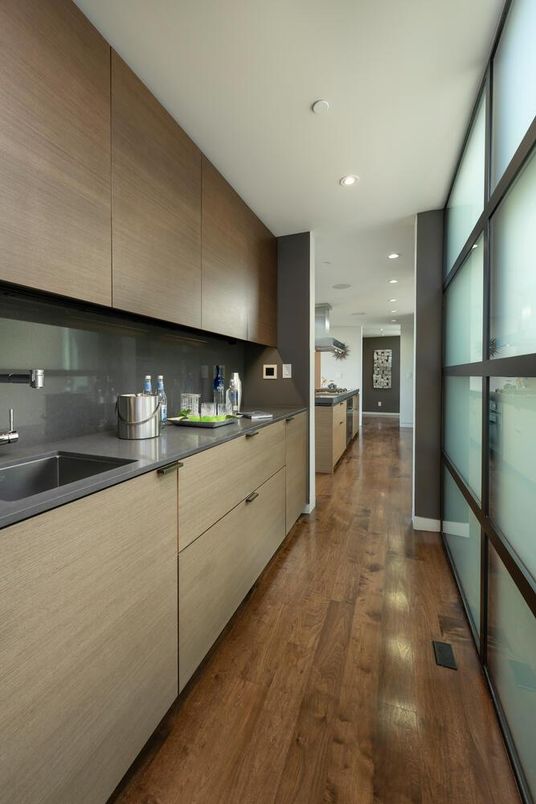 Interior, Kitchen, Recessed Lighting, Wood Texture Flooring