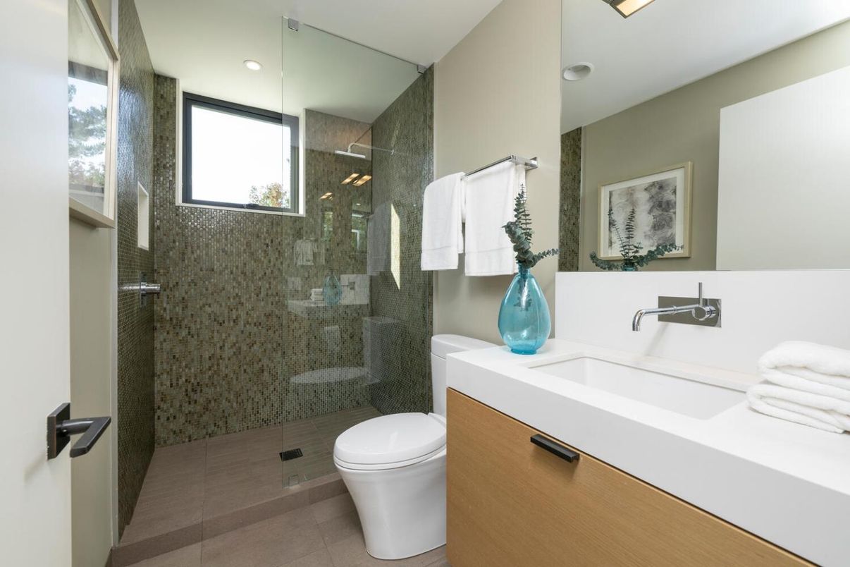 Bathroom, Glass Shower, Interior, Recessed Lighting