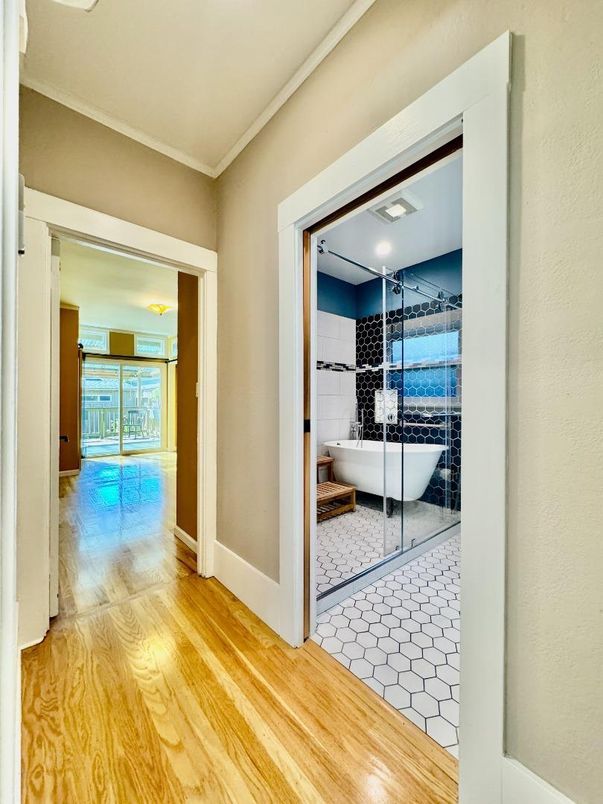 Bathroom, Free Standing Baths, Interior, Wood Texture Flooring