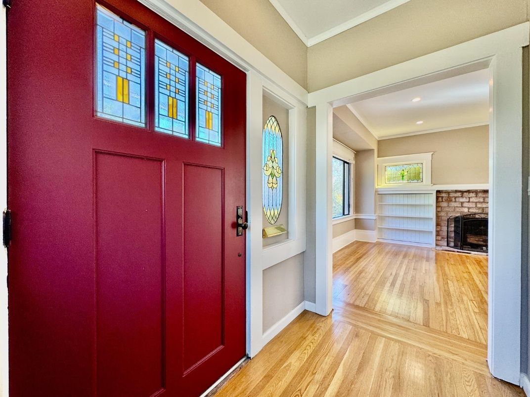 Fireplace, Interior, Recessed Lighting, Wood Texture Flooring
