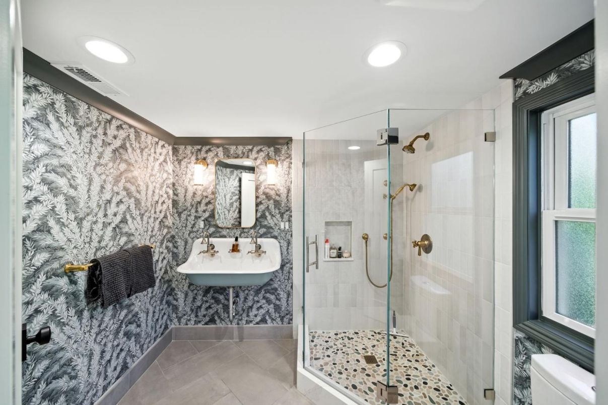 Bathroom, Glass Shower, Interior, Recessed Lighting