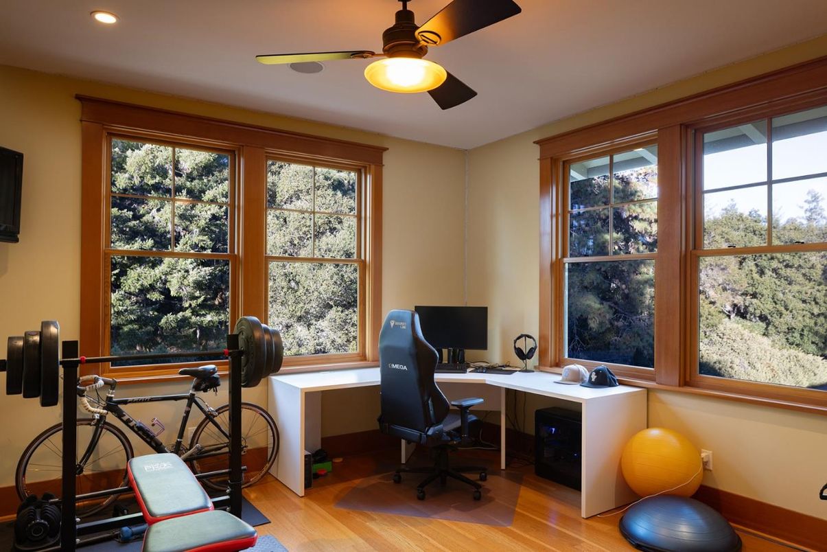 Home Office, Interior, Recessed Lighting, Wood Texture Flooring