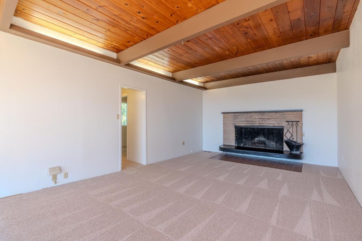 Empty room, Fireplace, Interior, Wooden Beams, Wooden Ceilings