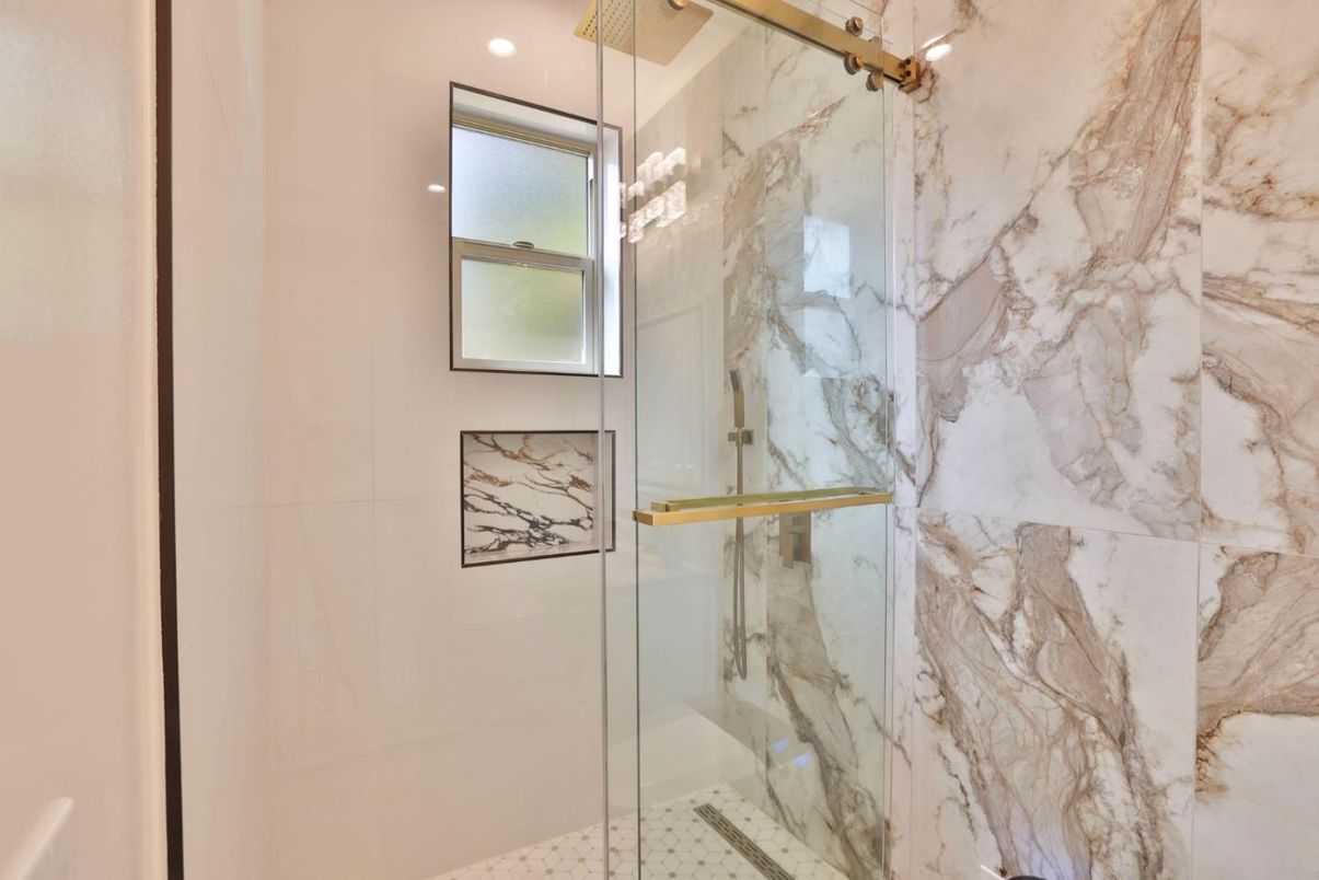 Bathroom, Glass Shower, Interior, Marble Walls
