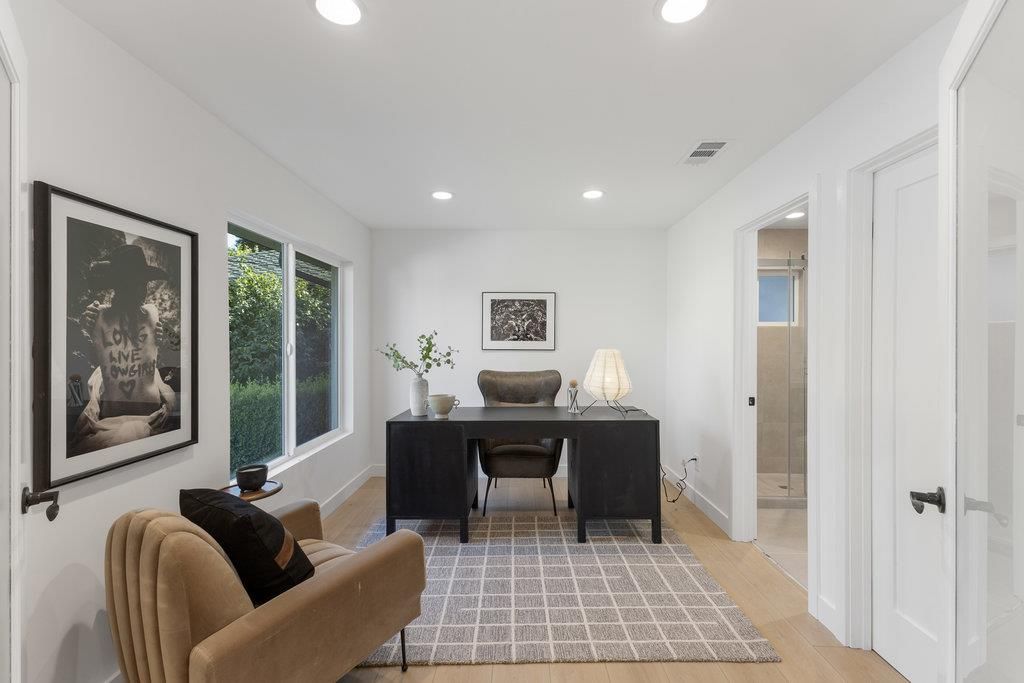 Home Office, Interior, Recessed Lighting, Wood Texture Flooring