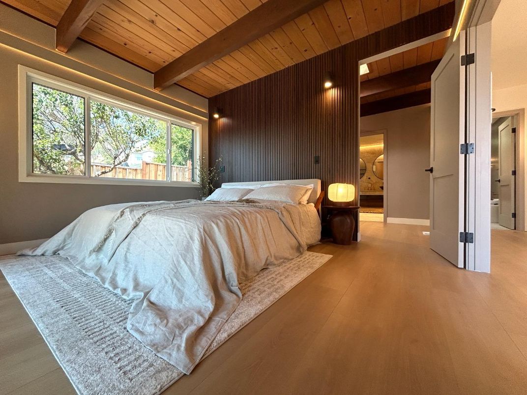 Bedroom, Interior, Wooden Beams, Wooden Ceilings, Wood Texture Flooring