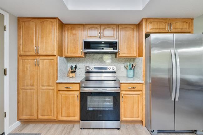 Interior, Kitchen, Stainless Steel Appliances, Wood Texture Flooring