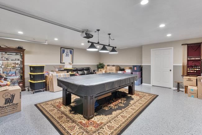 Billiard Table, Game Room, Interior, Pendant Lights, Recessed Lighting