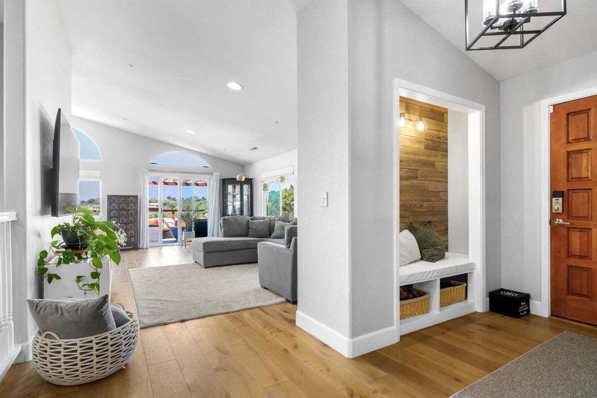 Interior, Living room, Recessed Lighting, Wood Texture Flooring, Wooden Walls