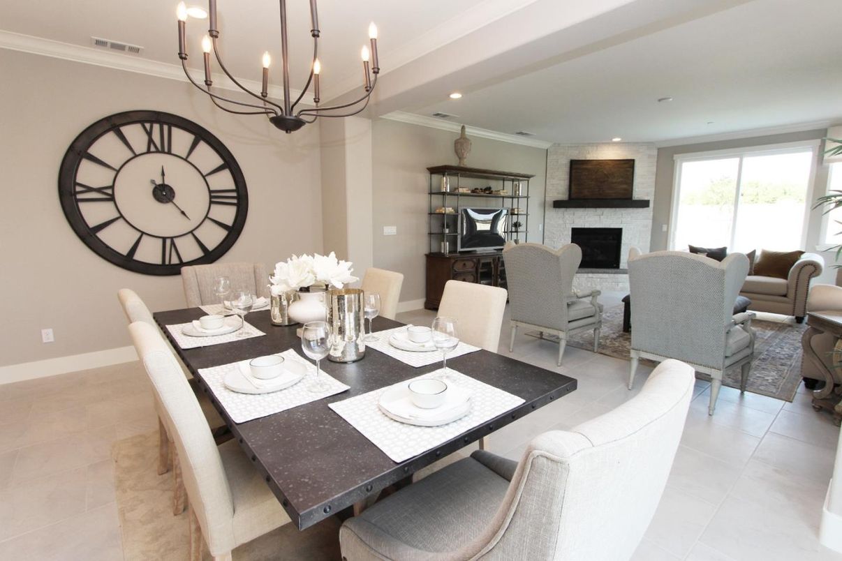 Chandelier, Dining room, Fireplace, Interior, Living room, Recessed Lighting