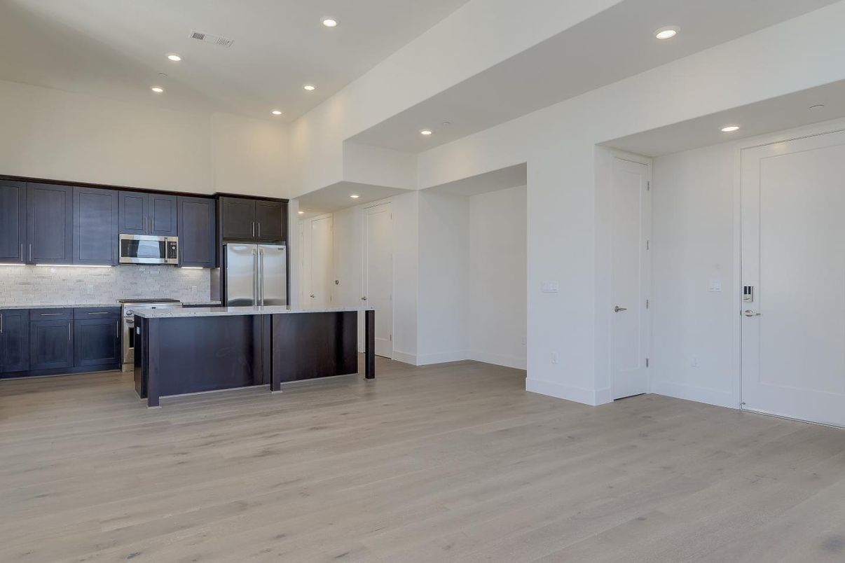 Interior, Kitchen, Recessed Lighting, Wood Texture Flooring