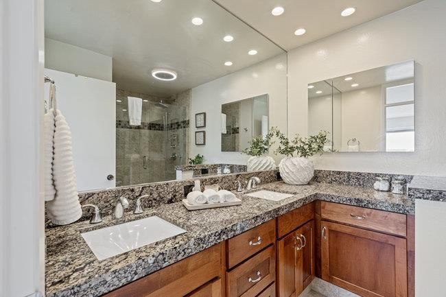 Bathroom, Dual Sink Vanities, Glass Shower, Interior, Recessed Lighting