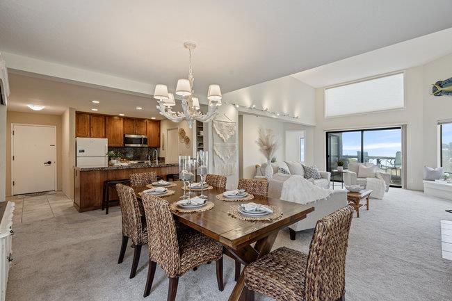 Chandelier, Dining room, Interior, Kitchen, Living room, Recessed Lighting, Stainless Steel Appliances