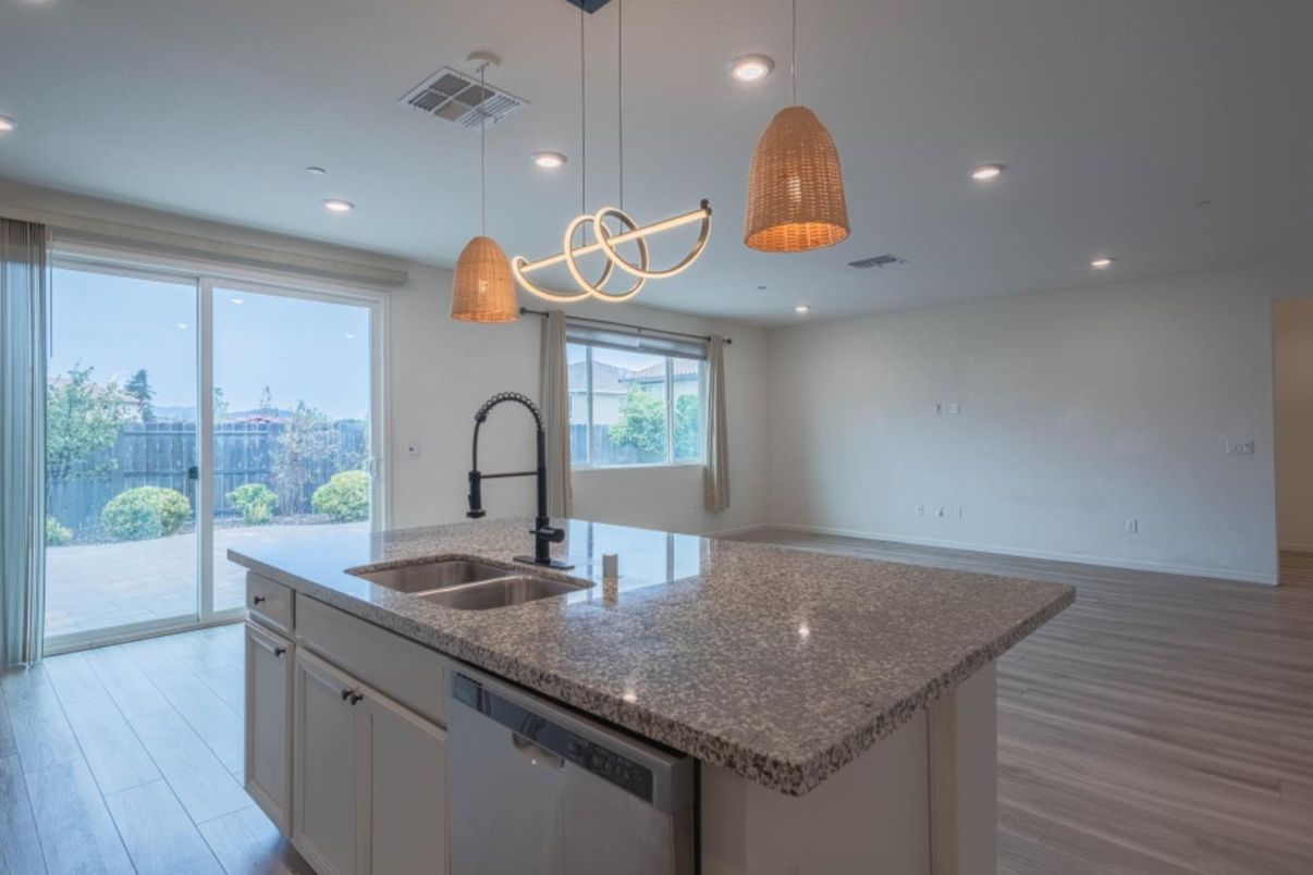 Interior, Kitchen, Pendant Lights, Recessed Lighting, Wood Texture Flooring