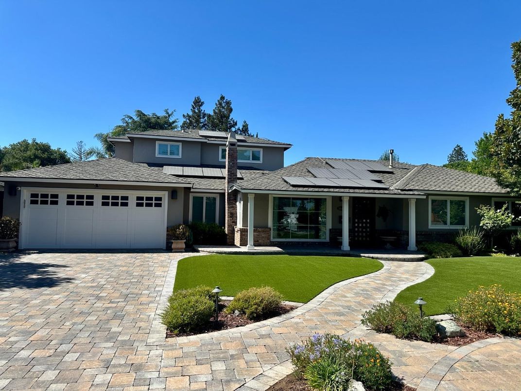 Attached, Exterior, Facade, Solar Panels, Ranch