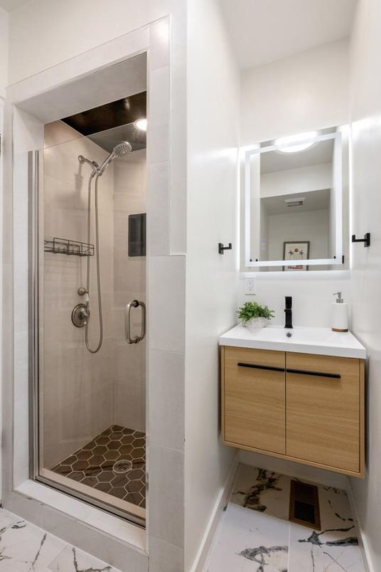 Bathroom, Glass Shower, Interior, Marble
