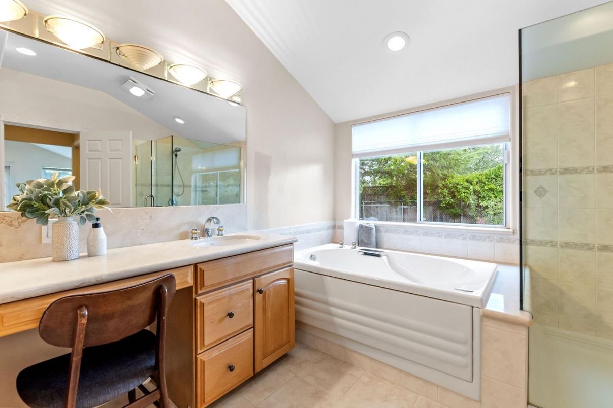 Bathroom, Dual Sink Vanities, Glass Shower, Interior, Recessed Lighting