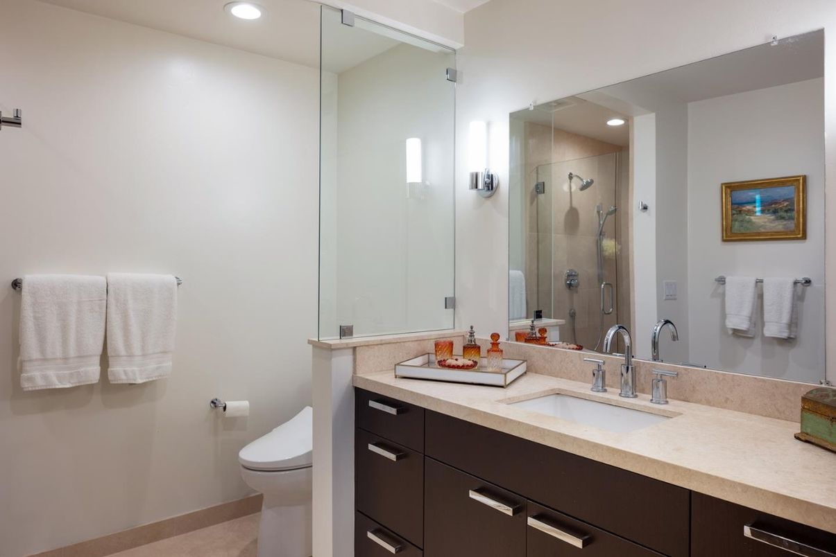 Bathroom, Glass Shower, Interior, Recessed Lighting