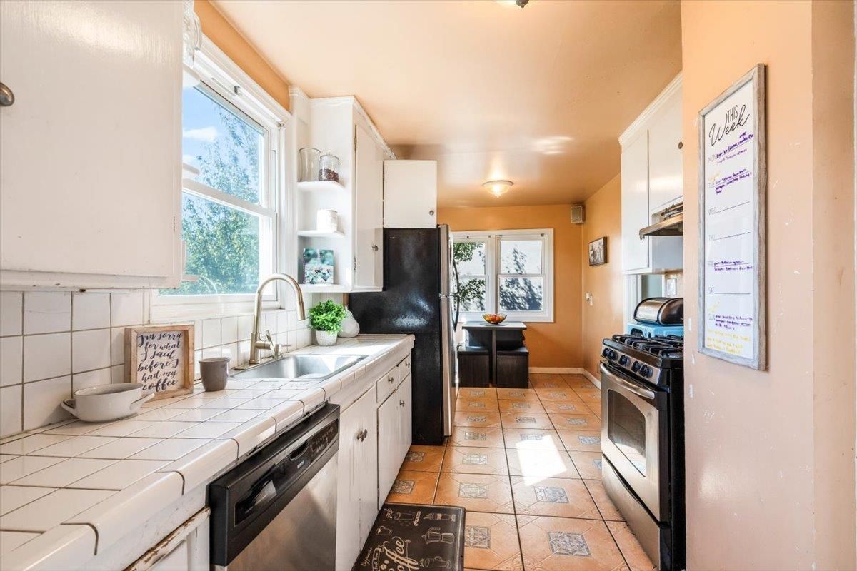 Interior, Kitchen, Stainless Steel Appliances, Tile Countertops