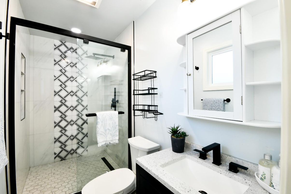 Bathroom, Glass Shower, Interior, Recessed Lighting